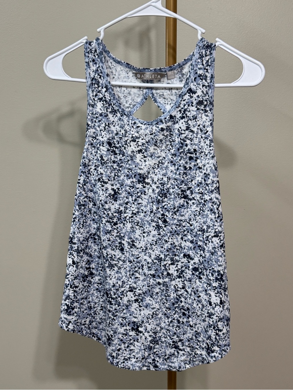 Athleta navy blue print racerback tank top, Small